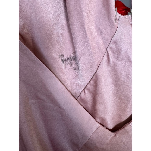 Bardot Aradia Pink Silk Halter Neck Maxi Dress Red Rose Accent - Picture 7 of 9